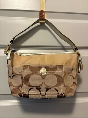 Coach Y2K 2007 Legacy Signature Canvas Mini /Baguette Shoulder Bag #11688